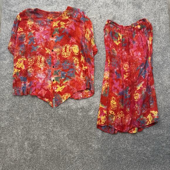 Two Piece Boho Hippy Outfit Palazzo shorts Plus 3X Psychadelic Resort Festival - Picture 1 of 10